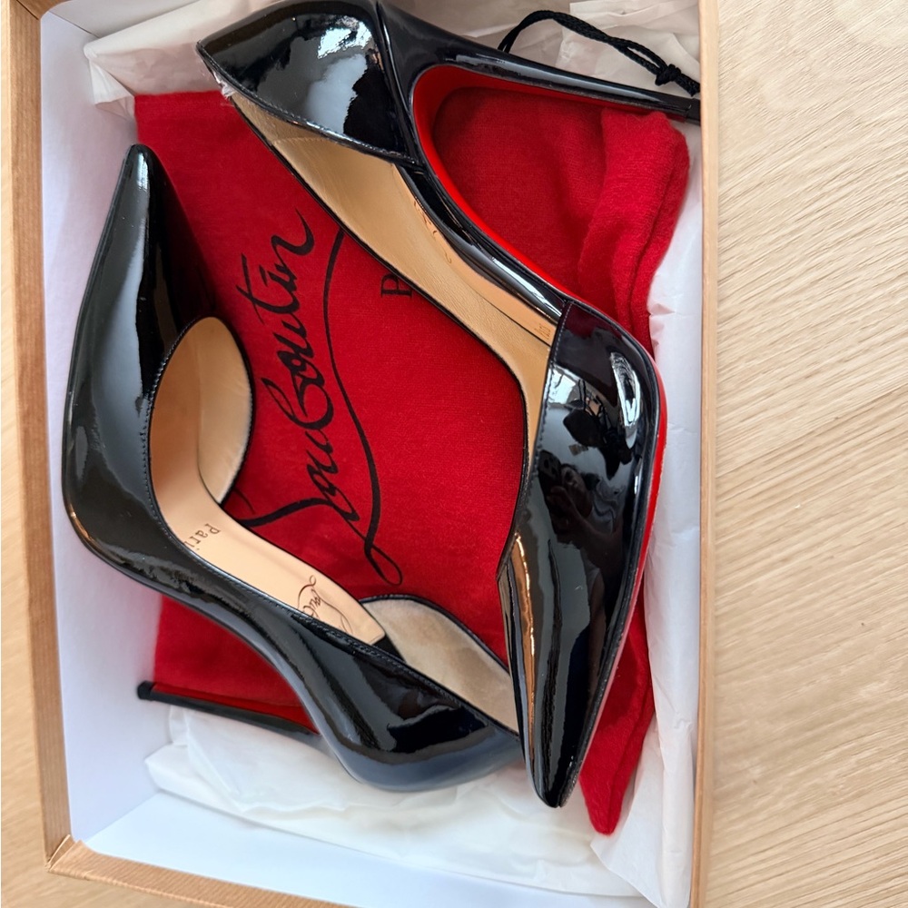 Christian Louboutin Black Patent Pointed-Toe Stiletto Pumps